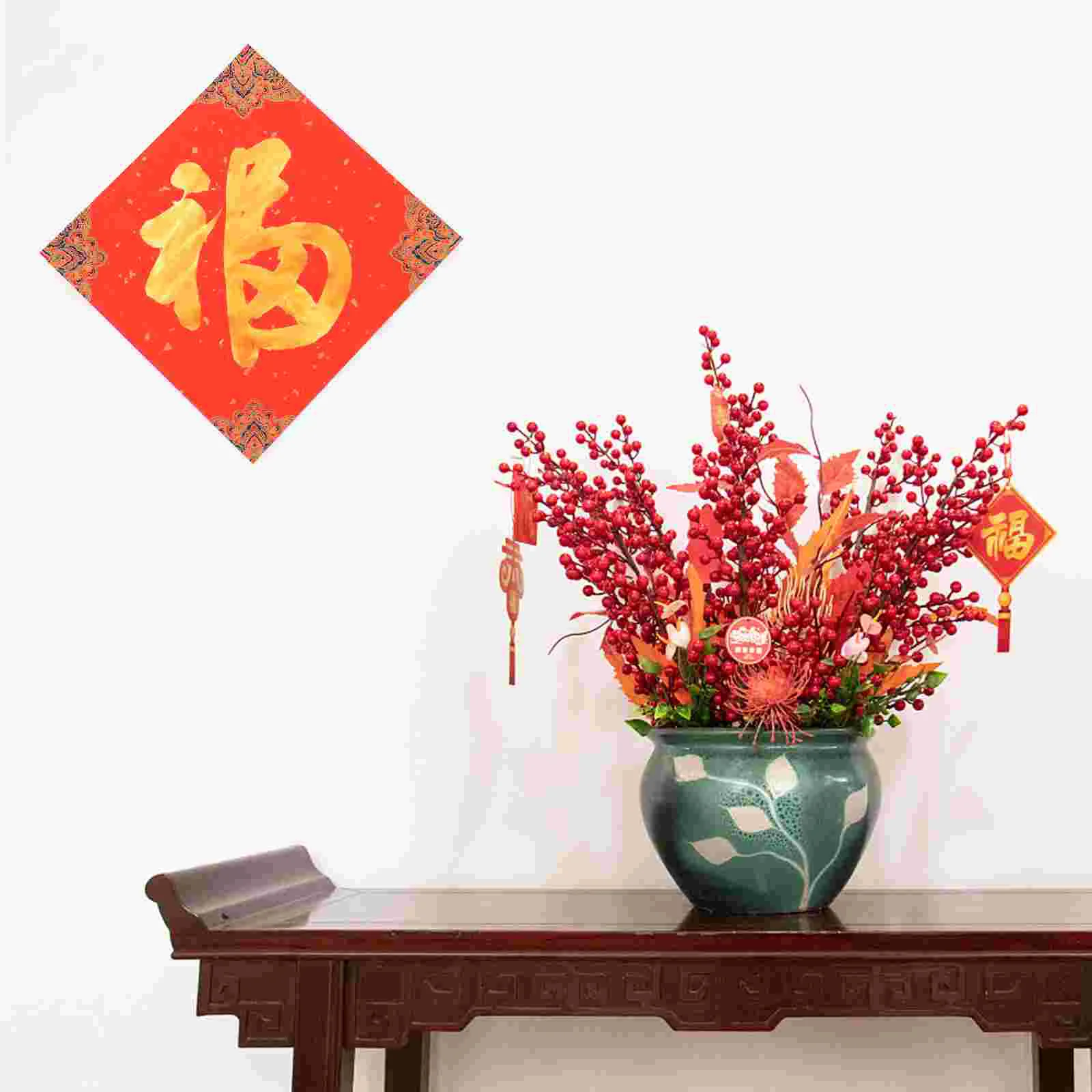 20 ชิ้น Doufang กระดาษข้าวสีแดงว่างเปล่า Fu ตัวอักษรจีน Chinoiserie ตกแต่งปฏิทินจันทรคติ