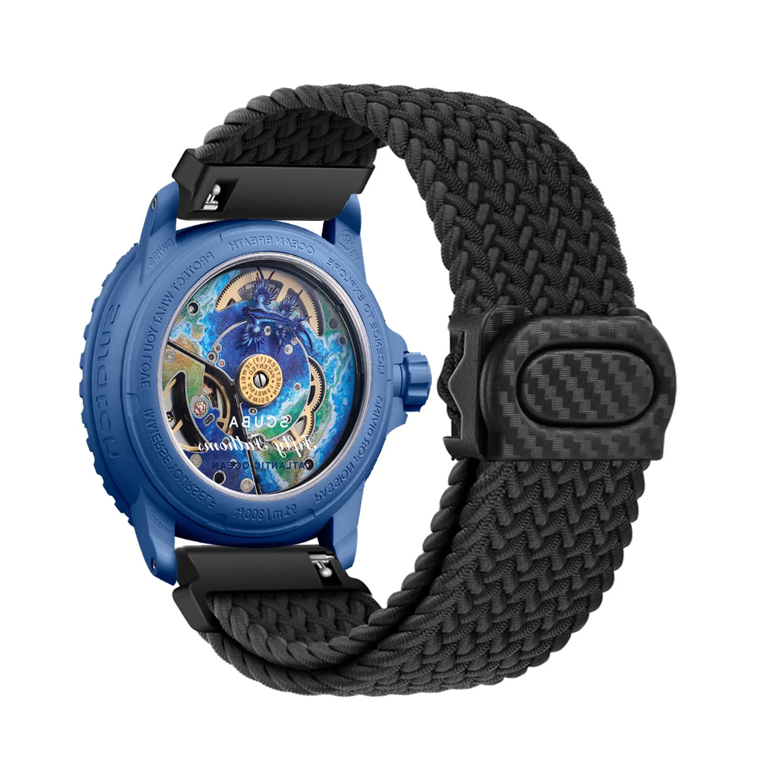 ブランパン X スウォッチ 22mm バンド用の弾性ナイロンバンド、プラスチックバックル調節可能なナイロンストラップ