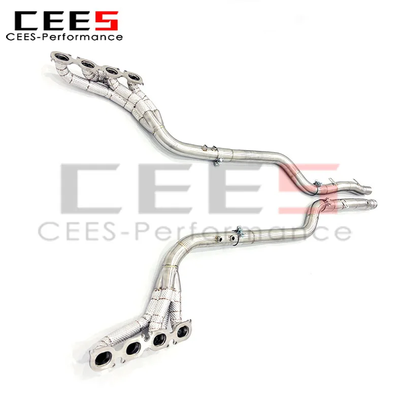 CEE مشعب العادم لمرسيدس بنز C63 AMG W204 6.2L 2011-2015 رأس الفولاذ المقاوم للصدأ النازل نظام أنابيب عادم السيارة #4