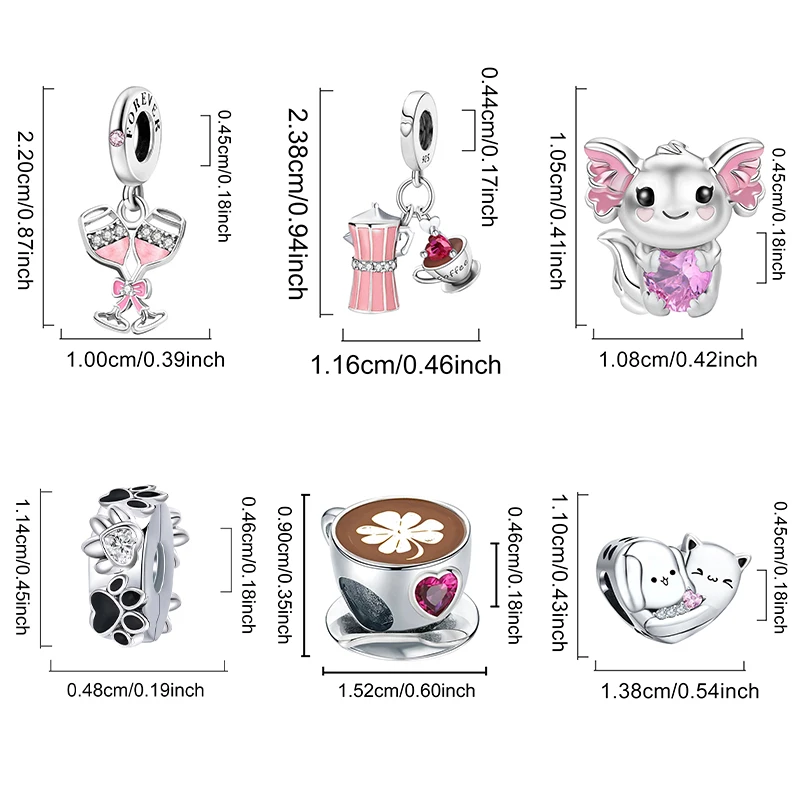 NEW 925 Sterling Silver Dragonfly Spacer Cute Puppy Charms Beads Animal Fit Diy Bracelet  Making Gift Of Personalized Jewelry