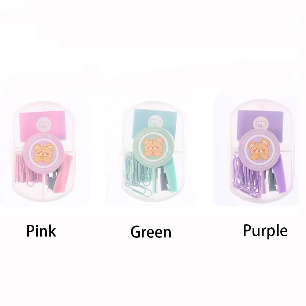 Set Stapler Logam Mini Lucu dengan Staples Alat Pengikat Perlengkapan Siswa