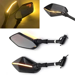 Universal Motorcycle Rearview Mirror With LED Turn Signals Integrated For Kawasaki Z125 Z250 Z300 Z750/R Z800 Z900 Z1000