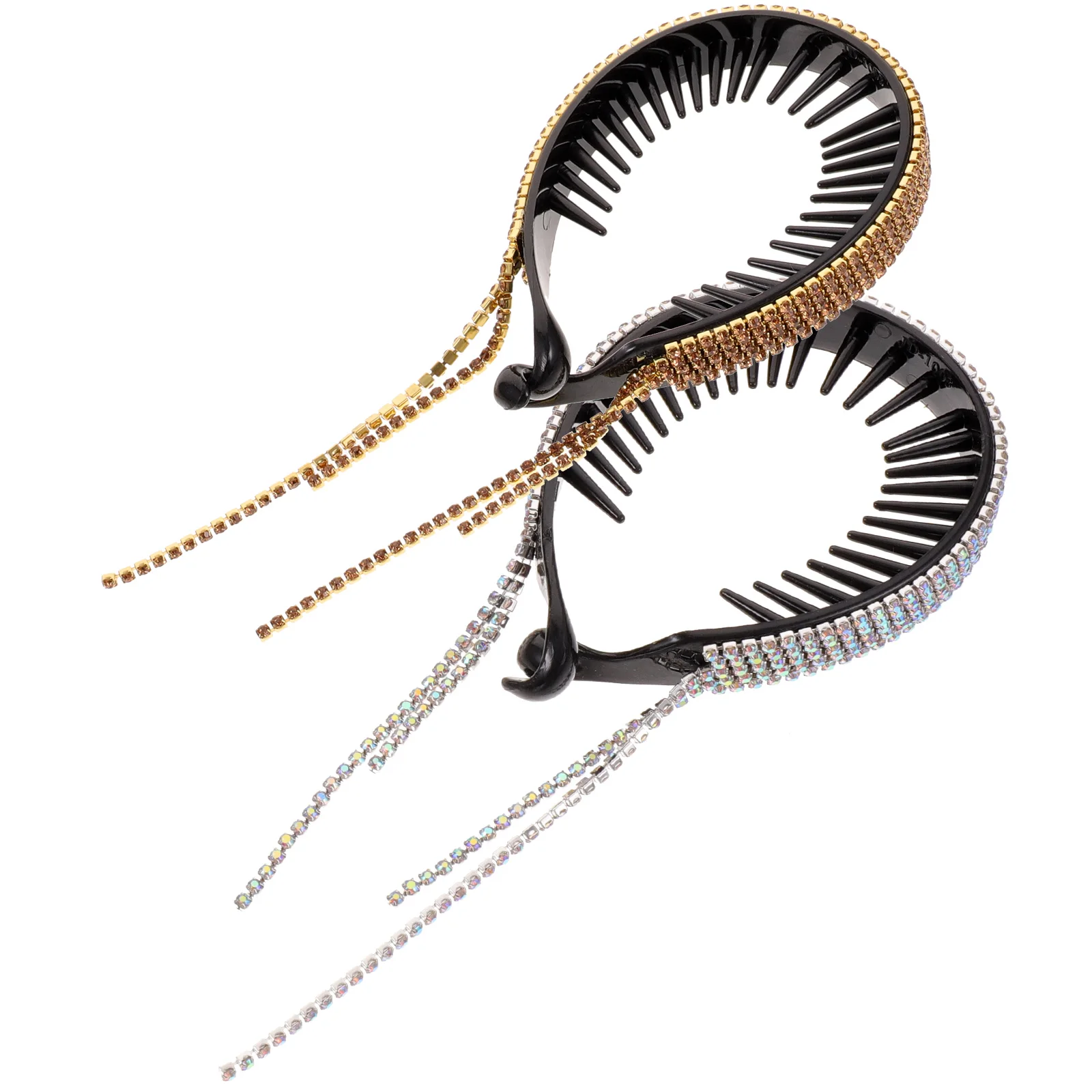 

2 Pcs Tassel Buckle Bun Cover Rhinestone Hair Clips Decoration Tools Rhinestones for Women Accessories Glitter