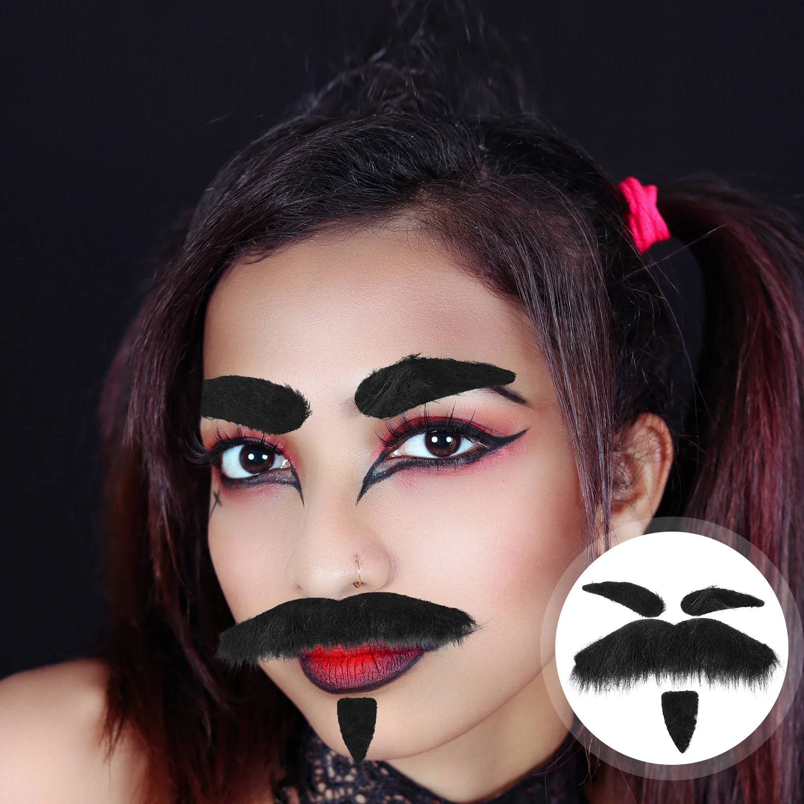 

Three-piece Novelty Halloween Costumes Self Adhesive Fake Eyebrows Beard Goatee Kit Facial Hair Cosplay Props