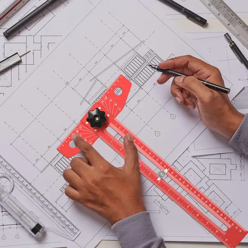 T Square Adjustable Aluminum Alloy T Ruler Precision T Square Measuring Tool Angle Adjustment For Architecture Carpentry Drawing