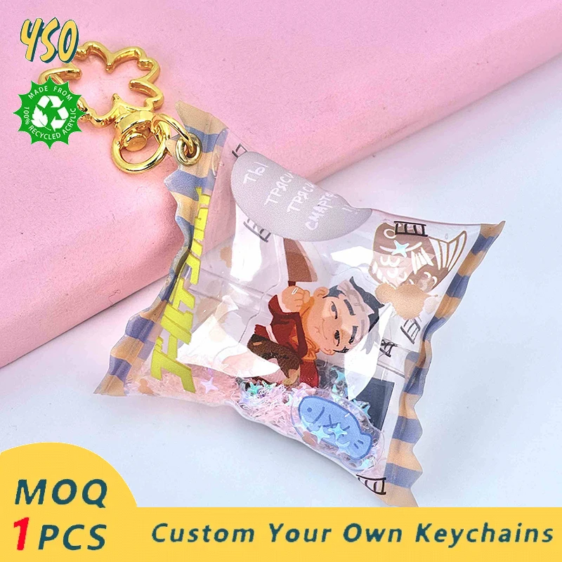 YSO CNC Printed Cut Custom Cut Anime Acrylic Keychain Pendant Anime Decoration Keyring Llavero Accessories Candy Bag Keychains