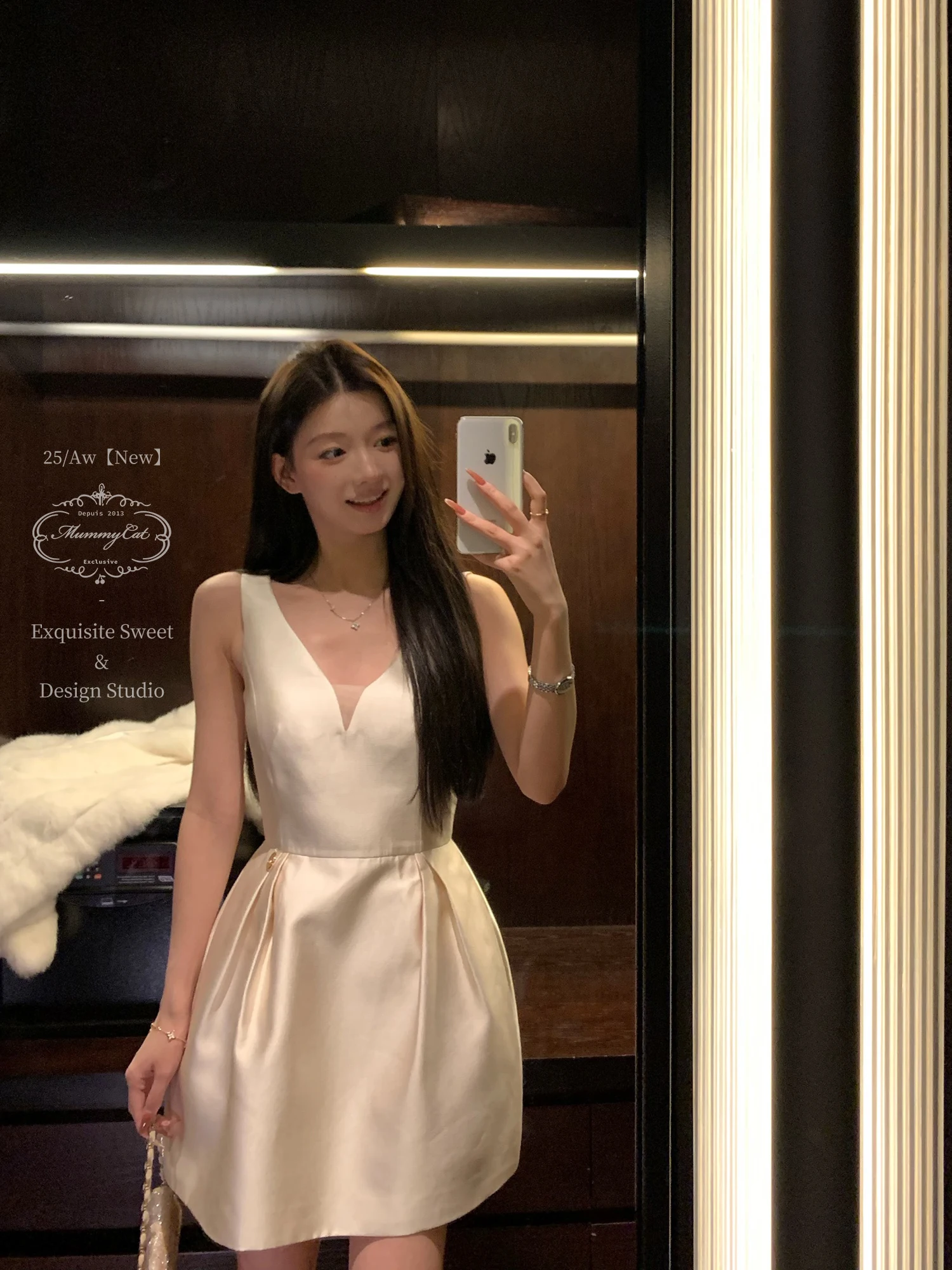 

Новая атласная юбка-миди Mummy Moonlight Waltz с V-образным вырезом, из полиэстера, А-силуэт, для свиданий