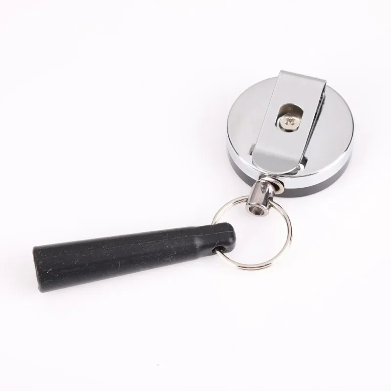 Durable Camping Pen Pencil Holder Retractable Stainless Steel Silicone ABS Anti Lost Rope Keychain Belt Clip