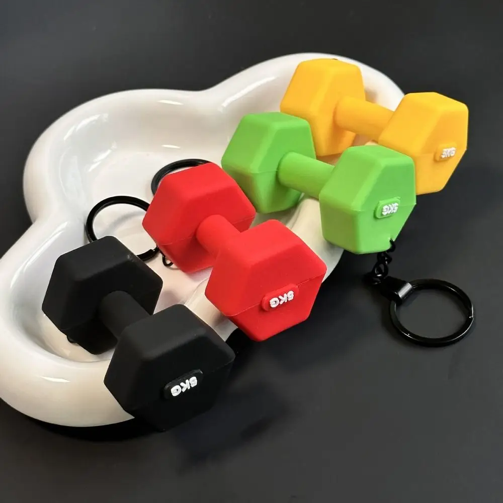 Unique PVC Mini Barbell Keychain Detachable Exquisite Dumbbell Keychain Simulation Fitness Equipment Bag Pendant Sports Prize