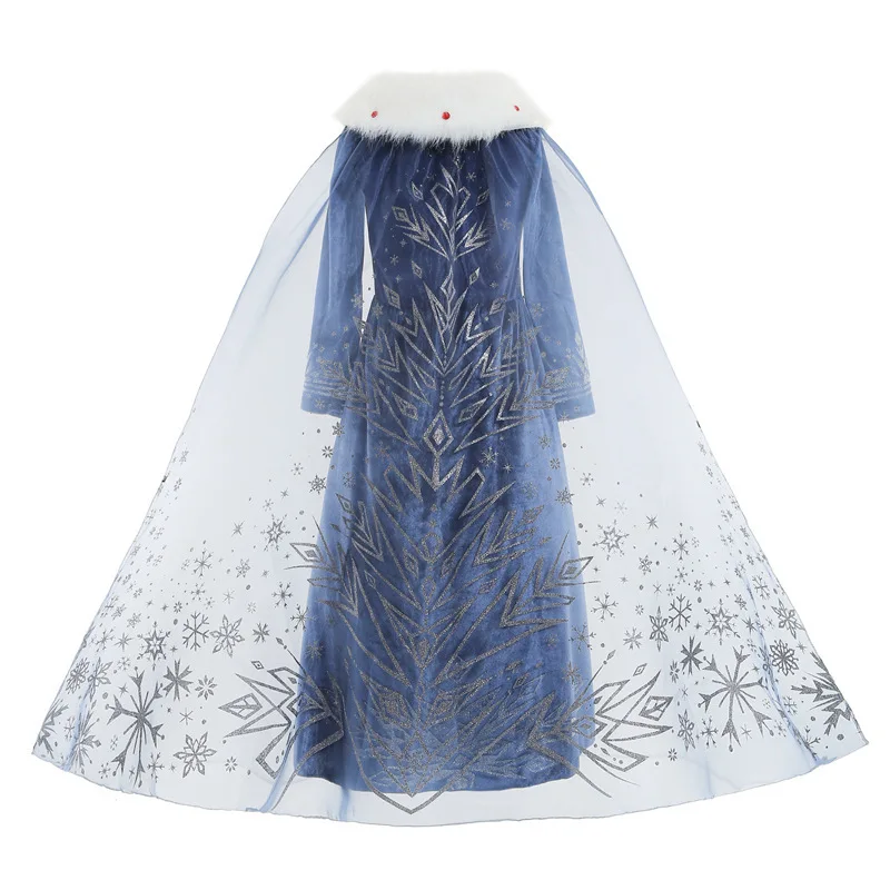 Disney Frozen Elsa Snow Queen Winter Long Princess Dress Girls Kids Halloween Carnival Birthday Party Stage Cosplay Dress Up view 3