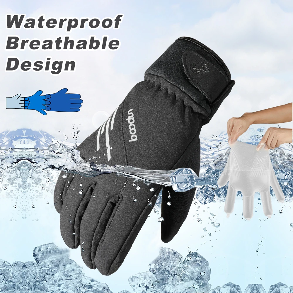 Winter Warm Snowboard Ski Gloves  Thermal Mittens Bicycle Motorcycle Skiing Road Bike Fleece Waterproof Snow Glove Men Women