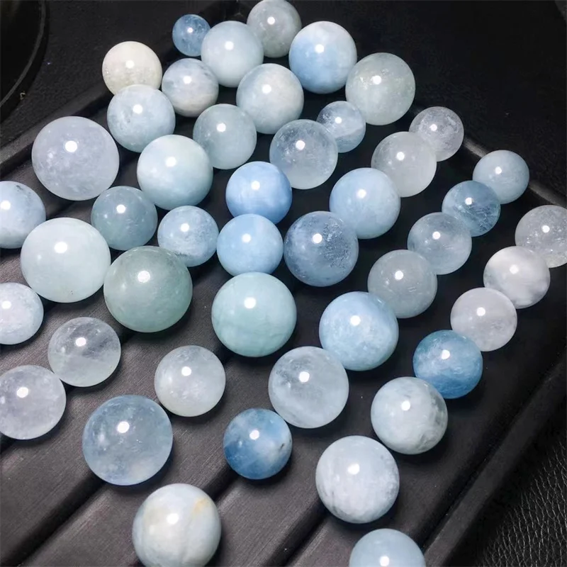 5PCS Natural Aquamarine Sphere Healing Mediation Gemstones Small Ball Home Decorations Gift Room Decor 16.3- 23.8MM