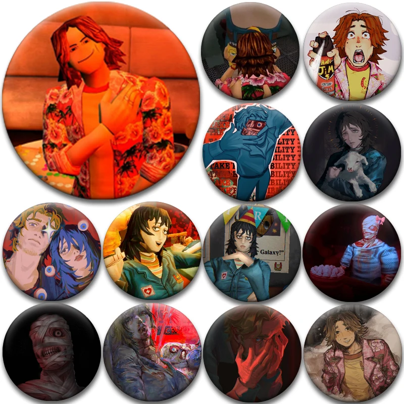 

Horror Anime Character Button Pins - Collectible Badge Brooch Set for Fans & Cosplay Accessories on Backpacks Jackets Streetwear