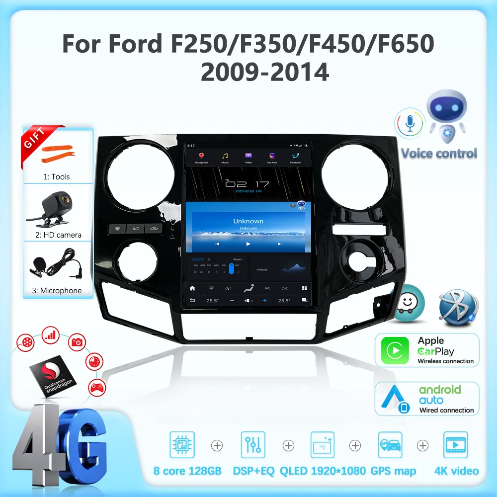 

JEHUNG For Ford F250/F350/F450/F650 2009-2014 Car Multimedia Player CarPlay GPS Radio Android AUTO 5G Navigation Qualcomm 8+128G