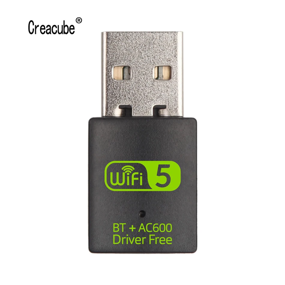 Creacube 600M USB WiFi Adapter 5G Wireless Network Card Transmitter Receiver USB Bluetooth-Compatible 4.2 Adapter 2in1 for PC