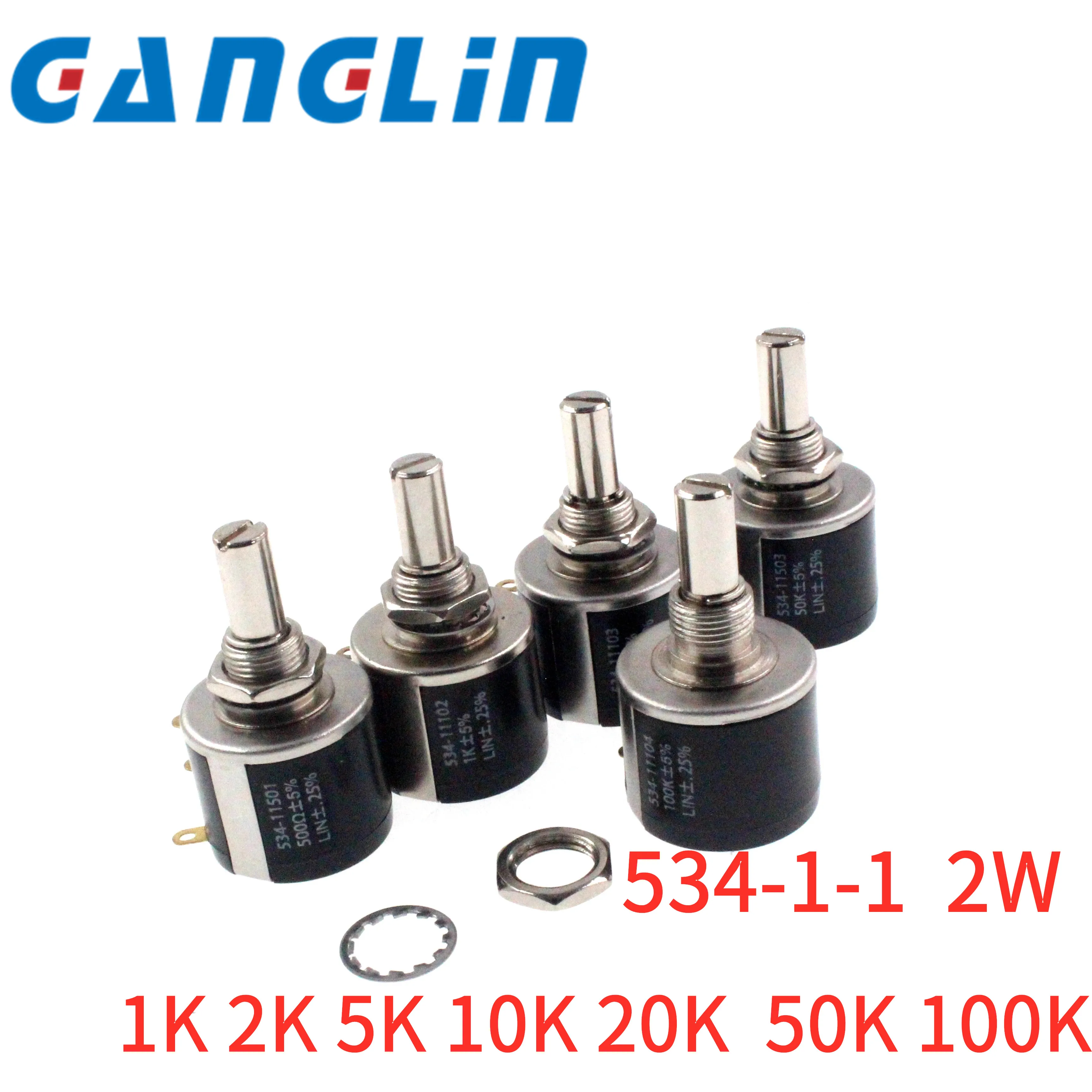 534-1-1 Spectorl Precision Coil Wire Wound Potentiometer 534 2w 100R 200R 500R 1K 2K 5K 10K 20K 50K 100k