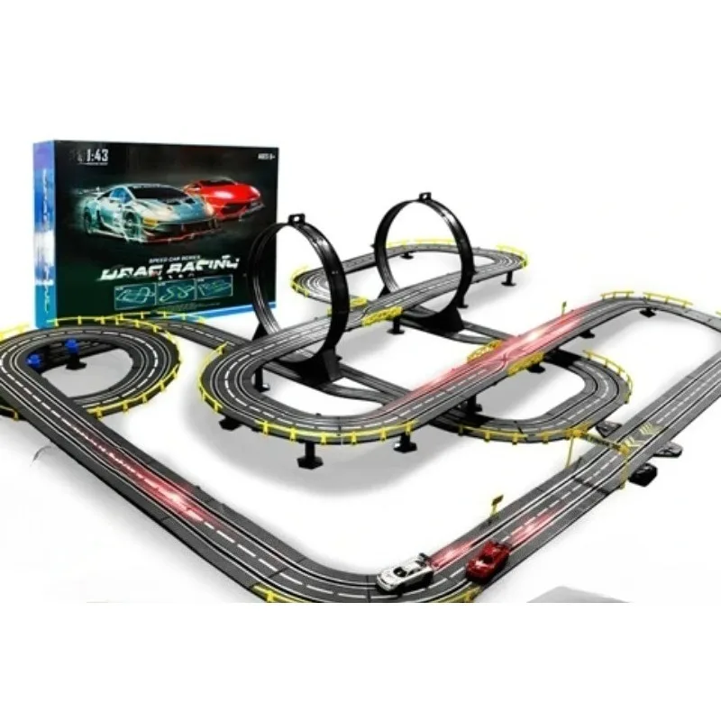 Track racing large rail car electric remote control hand crank track double birthday 61 gift toy car