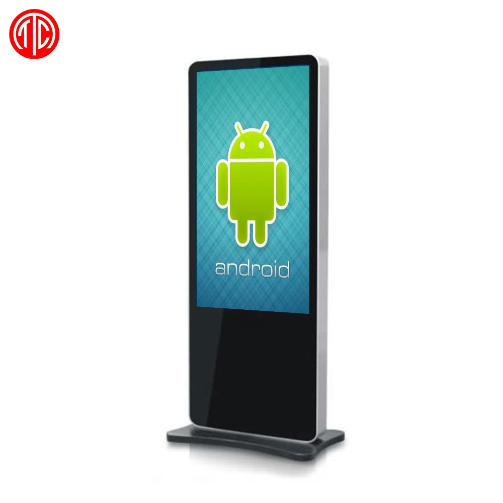 55inch Digital Signage Display Touch Screen Kiosk Full High Definition Lcd Android Player Interactive Tempered Glass Floor Stand