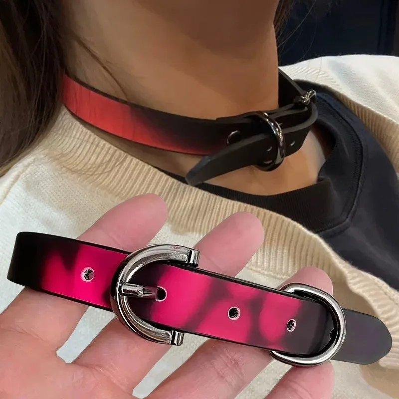 Thermal Color-changing Collar for Lady Soft Leather Choker Punk Y2K High-end Neck Jewelry Decor Trendy Cool Cosplay Accessories