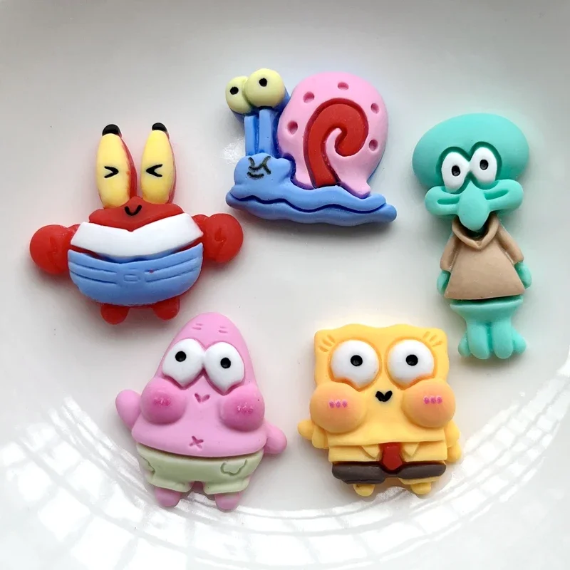 Hand-painted resin Kawaii colored snails, crabs, animals, flat stone figures, 10PCS scrapbook, DIY decorative handicrafts