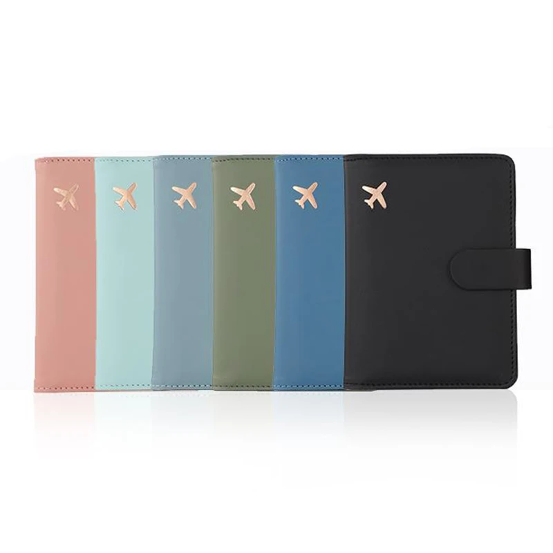 

New Arrival Simple PU Leather Man Women Travel Passport Holders Solid With Credit Card Holder Small Wallet Protector Cover Case
