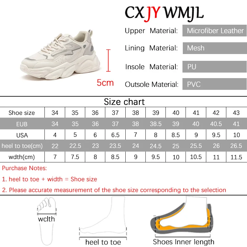 CXJYWMJL Chunky Sneakers for Women Spring Microfiber Leather Thick Soled Running Shoes Ladies Mesh Sports Vulcanized Shoe Autumn