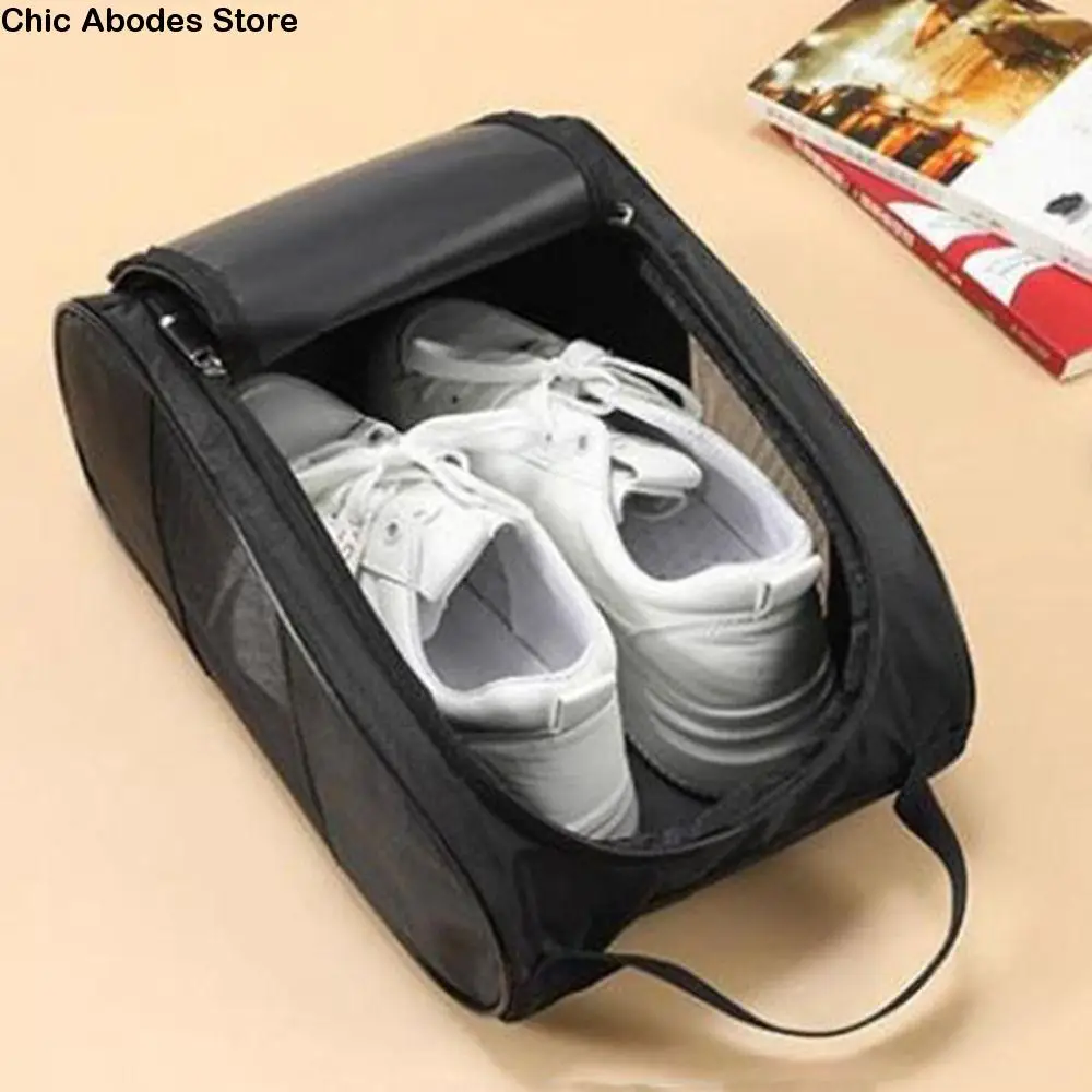 

Portable Oxford Cloth Football Boot Bag Breathable Lightweight Golf Shoe Bag with Zipper Dustproof Golf Handbag Unisex