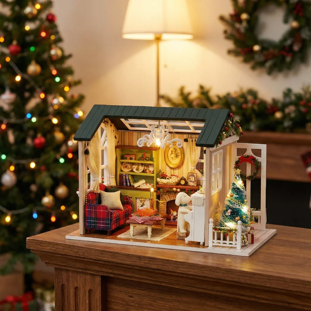 مجموعة نماذج منزلية "وقت العطلة" خشبية ثلاثية الأبعاد من OUZEY - حرفة تجميع كوخ مصغرة إبداعية للبالغين والمراهقين هدية ديكور منزلي #2