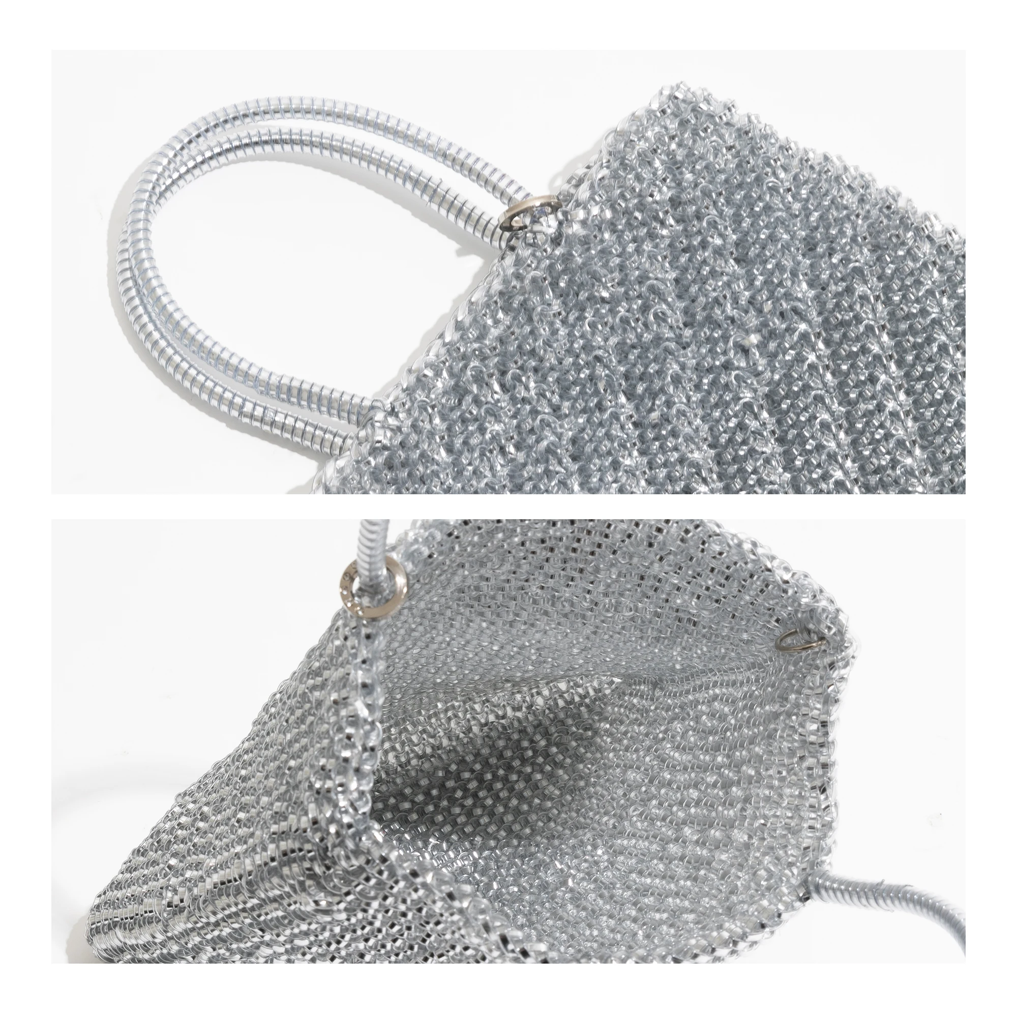 Stylish PVC Handbags Shiny Chain Crossbody Satchel Bag For Party Solid Color Japanese Woven Handmade Shoulder Shopping Purse image 6
