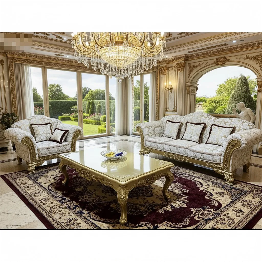 gj-French Fabric Sofa Combination Curved Arm Sofa 1+2+3 Detachable and Washable Movable Living Room Sofa Set#