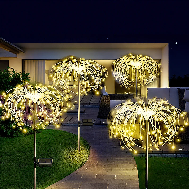 

Солнечный фейерверк, светодиодный уличный цветочный сад, декоративные светильники для дорожек, дорожки, заднего двора, рождественские украшения, вечеринки