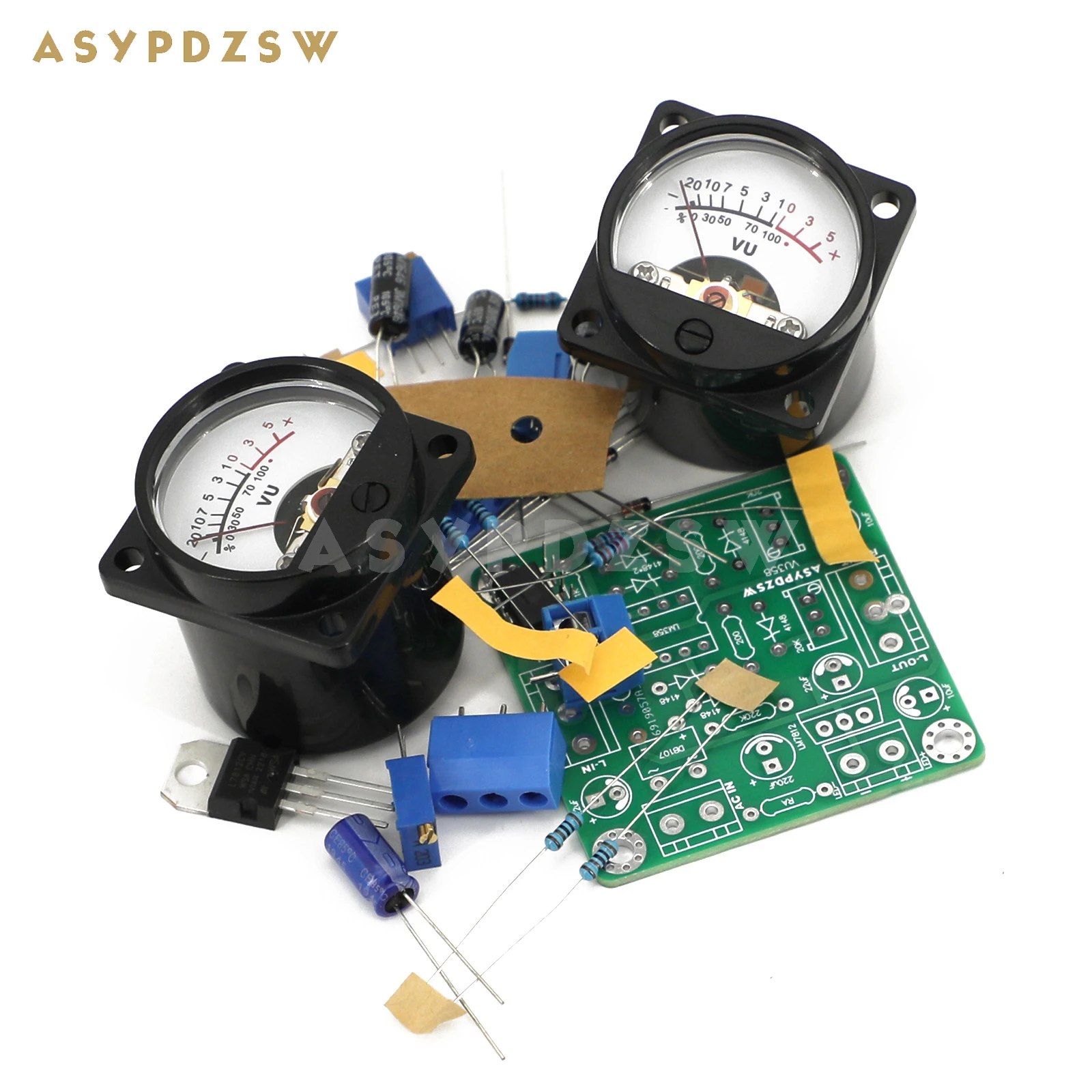 ASYPDZSW VU358 VU 레벨 LM358 오디오 계량기 드라이버 DIY 키트, 완제품 보드, 따뜻한 LED 계량기 헤드 포함, 감도 조절 가능 2 개