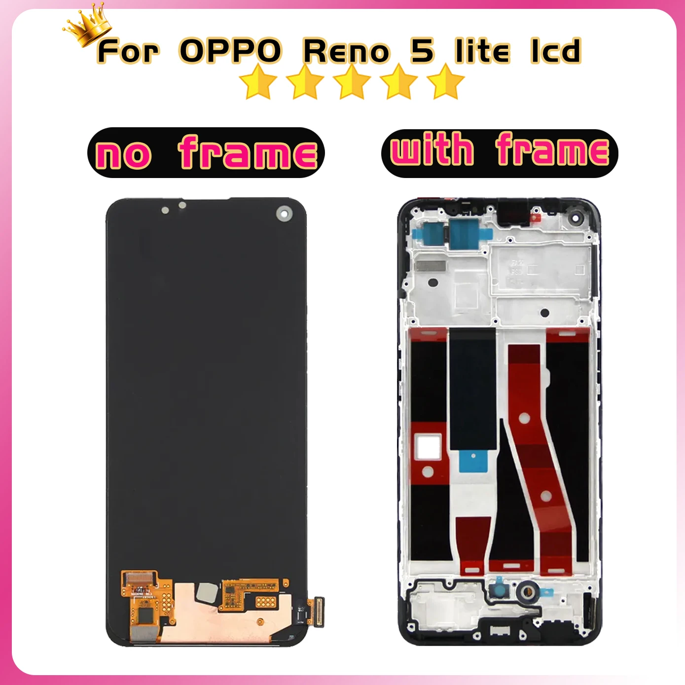 100% Tested 6.43\'\' For OPPO Reno5 Lite Screen Digitizer Assembly Replacement For Reno 5 Lite CPH2205 LCD Display Touch