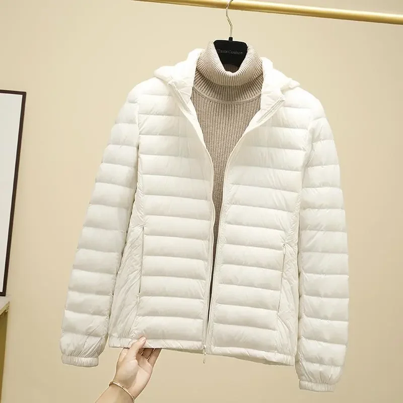 

2022 New Style Women Winter Coat Warm 90% Duck Down Filler Female Fashion Jacket Detachable Hat Ladies Hooded Jacket White Black