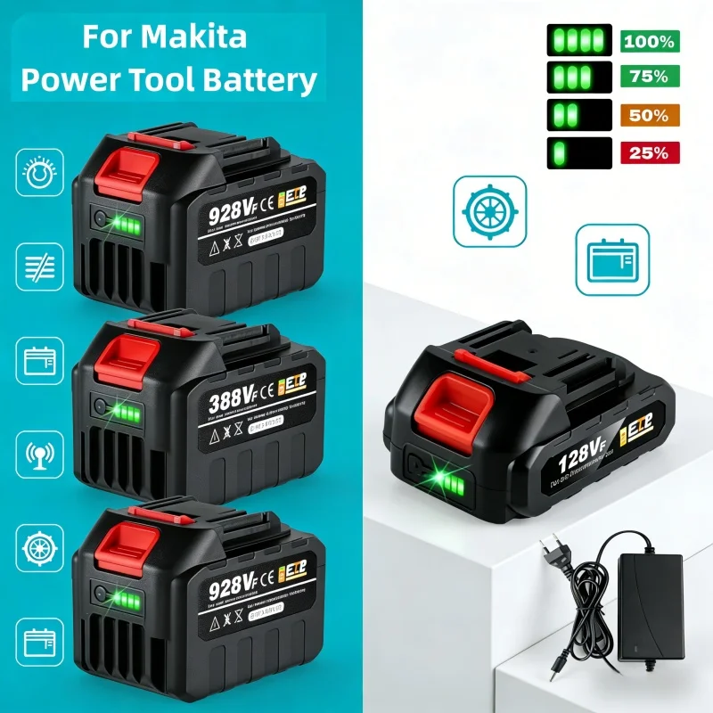 

18-20V Rechargeable Lithium Battery For Makita 18V Tools EU Plug Brushless Chainsaw Drill