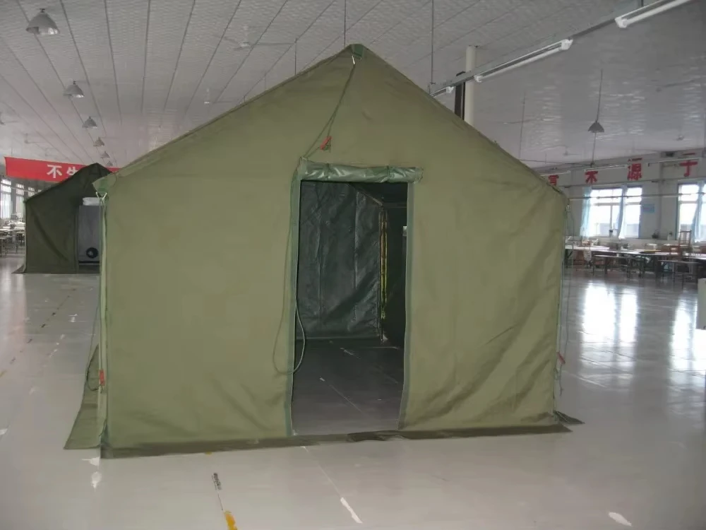 12 Square Meters Green Canvas Frame Tent for 5-6 Persons