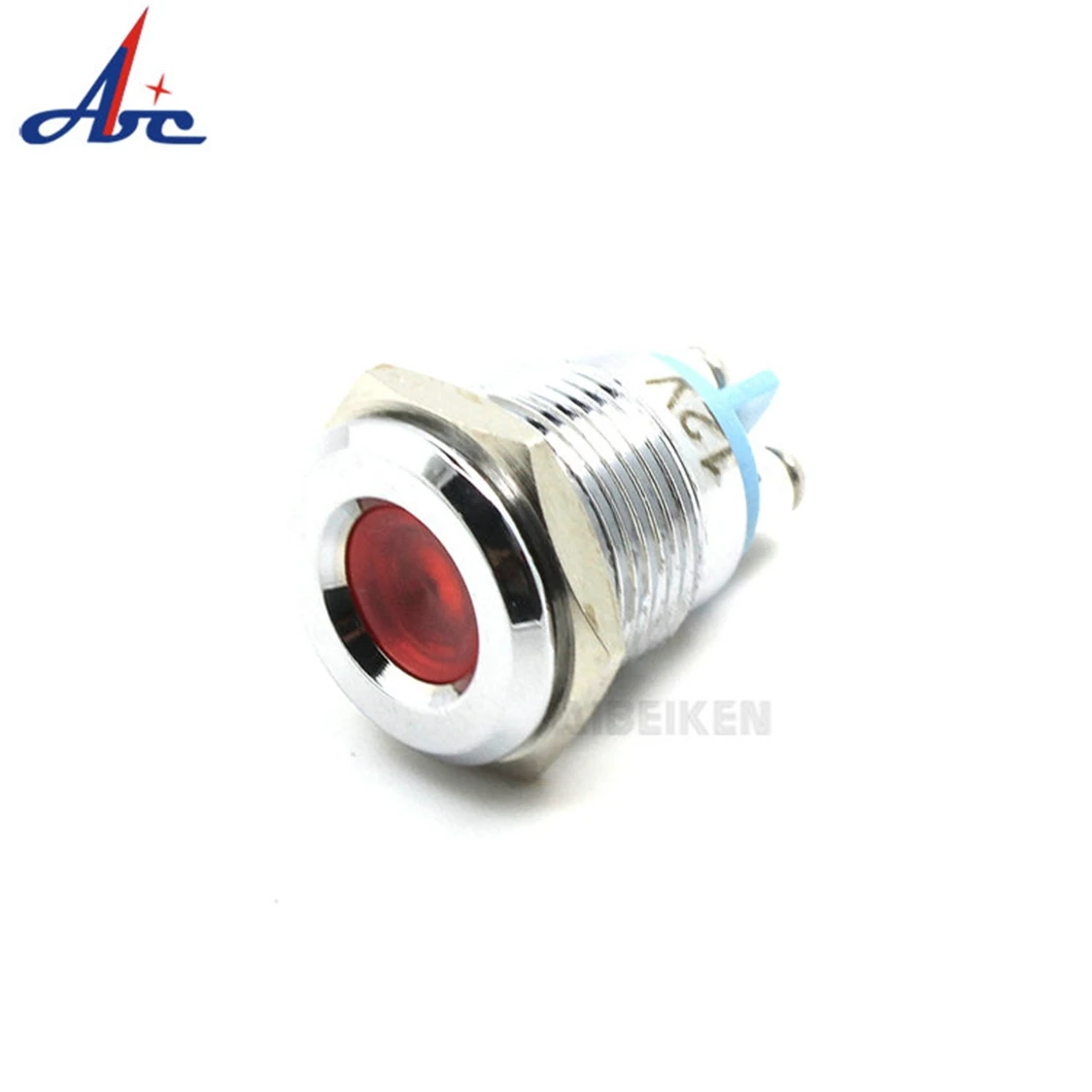 ABILKEEN IB16B 16MM Concave Head LED Metal Indicator Light High Brightness Industrial Signal Pilot 3-220V 2Pin Screw Terminal