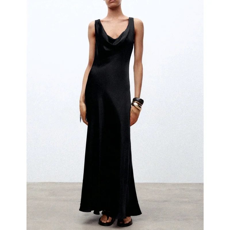 Robe trapèze en Satin de soie pour femmes, nouvelle collection d'été, sensation Dr, ourlet asymétrique, taille haute, en Fiber de Polyester