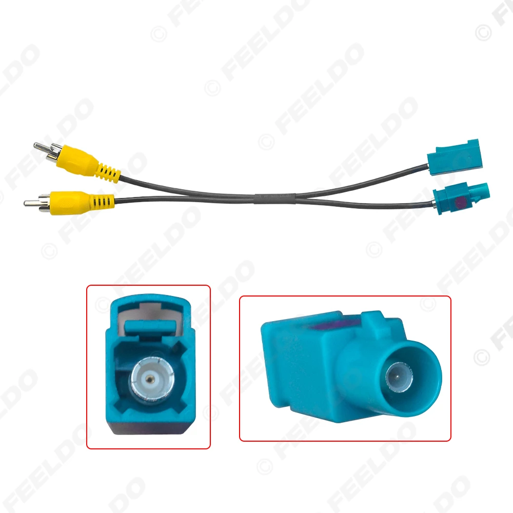 Car OEM Camera Retention Adapter Cable From FAKRA Male & Female Connecter To Dual Male RCA Connecter