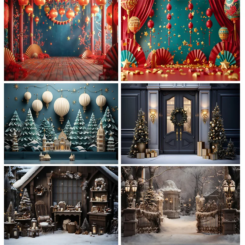 

Christmas Tree Decoration Living Room Photography Backdrops Welcome New Year Holiday Fireplace Indoor Party Background JS-02