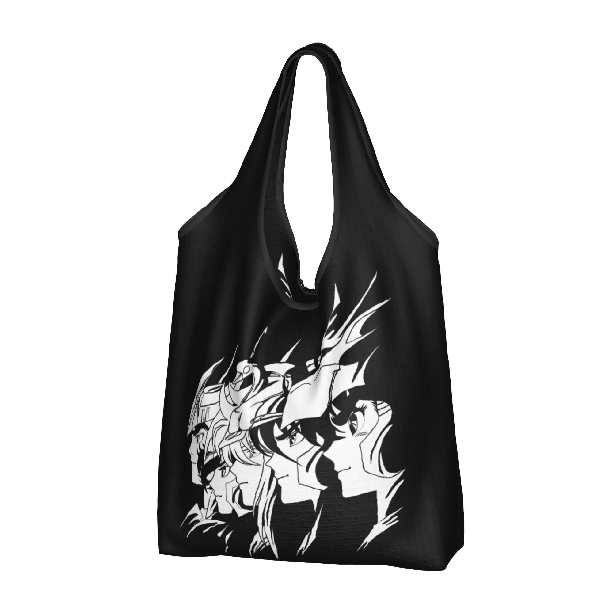 Custom Classical S-Saintes S-Seiyaes Manga Shopping Bags Women Portable Large Capacity Grocery Comics Shopper Tote Bags