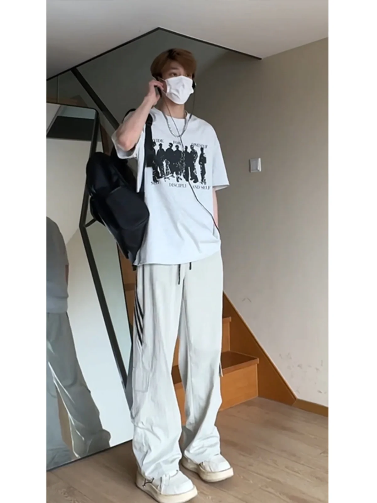 

Qui Dry Stripe Men's Summer Casual Pants Ice Silk Lightweight Straight Leg Workwear Trousers Faionable Street Sle