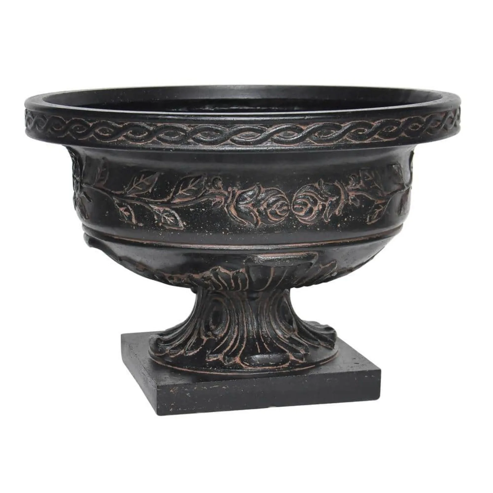 US 17 in. H. Granite Cast Stone Fiberglass Rose Low Urn