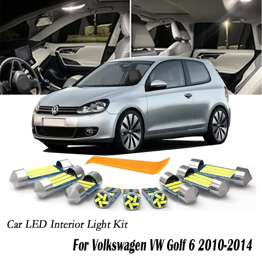 6/10/14Pcs Canbus Interior LED Lights Package Kit Fit For VW Volkswagen Golf MK6 6 VI GTI 2010 2011 2012 2013 2014 Accessories