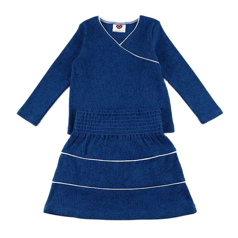 Girl teen top & skirt new fall autumn winter ribbed cotton outfit family matching clothes girls clothing grunge blue long sleeve