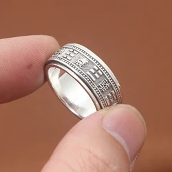 925 Thai Silver Craft Tai Chi Qiankun Eight Trigrams Glossy Creative Ring Rotatable Ethnic Style Neutral Banquet Jewelry