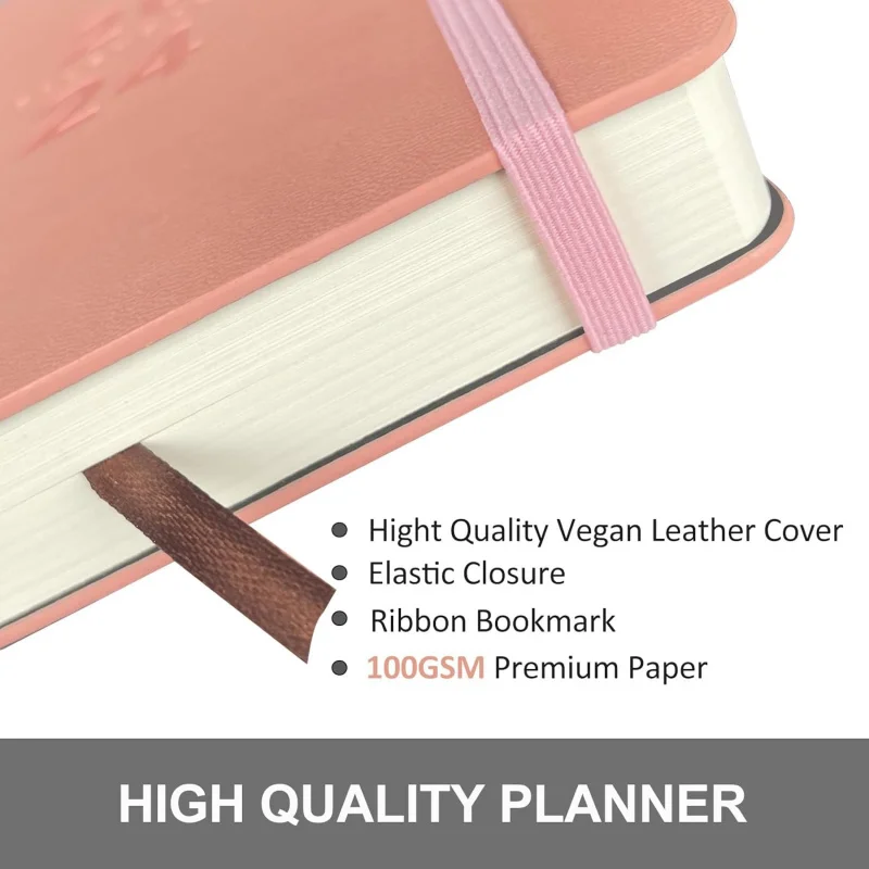 Faux Planner - Daily Hourly Agenda 2025, 8.5x5.8, Pink