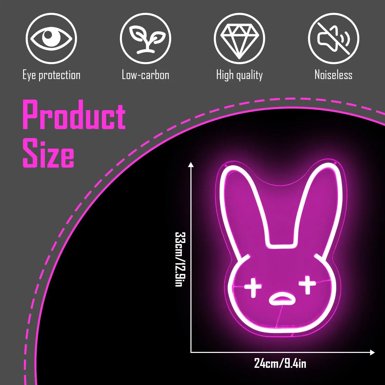 Bad Cute Bunny Neon Sign Funny Rabbit LED Light Wall Decor Merch Game Room Birthday Kid Gift Hip Hop Music Lover Bar Club Animal