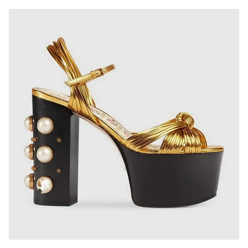 SLSHLYJ 2026 Fashion Women Gold Platform Sandals High Heel Thick Bottom Summer Outdoor Party Shoes For Women Size 34 to 42 view 3