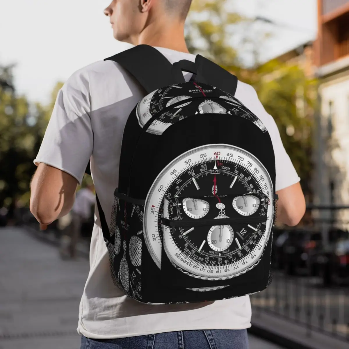 Black Luxury Watch Face Backpack Daypack Large Capacity Kids BookBag School Bag Shoulder Bags for Men Women